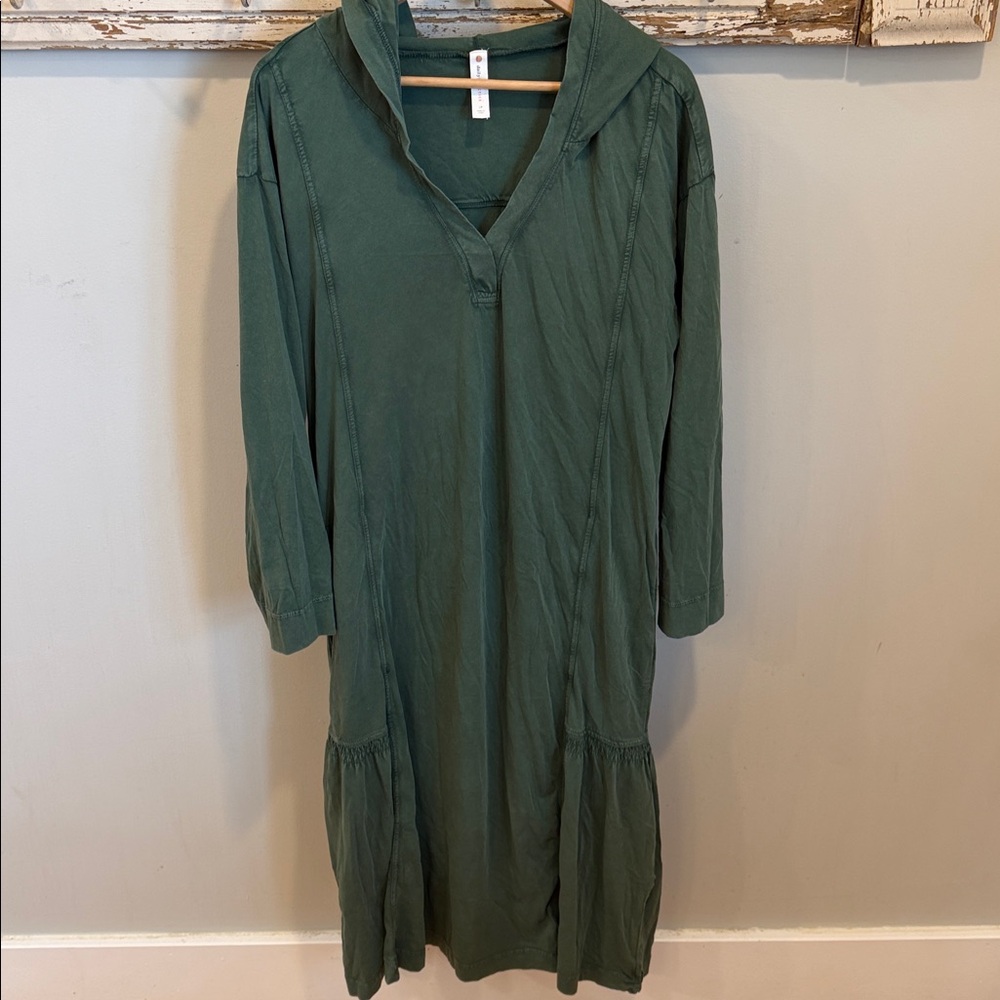 Anthropologie Daily Practice Midi Dress Long-Sleeve Green Hooded - Picture 4 of 8